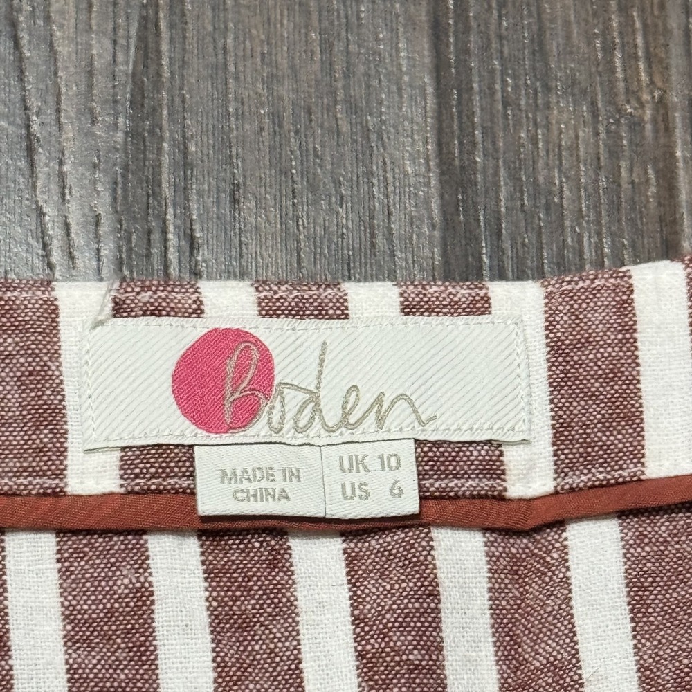 Boden Jumpsuit Womens US 6 Red White Striped Verity Cropped Wide Leg Linen Blend - Picture 5 of 11